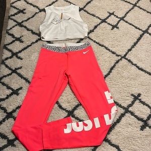 Nike sports bra and Nike Dri-fit leggings